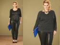 Plus Size Model - Georgina Burke, Junarose Pre-Autumn 2013, Pure Black Leather Jeans